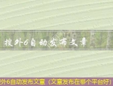 搜外6自动发布文章（文章发布在哪个平台好）